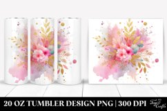 20 Oz Tumbler Sublimation | Colorful PINkish Watercolor Product Image 1