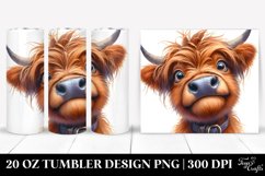 Highland Cow Portrait Watercolor 20 Oz Tumbler Product Image 1