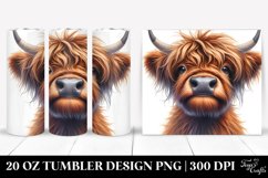 Highland Cow Portrait Watercolor 20 Oz Tumbler Product Image 1