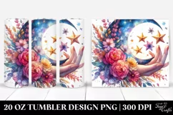 Vibrant Half Moon Stars Flowers | 20 oz Tumbler Product Image 1
