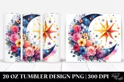 Vibrant Half Moon Stars Flowers | 20 oz Tumbler Product Image 1