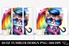 Cute Baby Cat with Vibrant Drawing, 20 Oz Tumbler Product Image 1