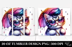 Cute Baby Cat with Vibrant Drawing, 20 Oz Tumbler Product Image 1