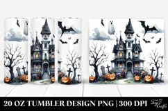 Simple Funny Halloween Clipart, Haunted House 20 Oz Tumbler Product Image 1