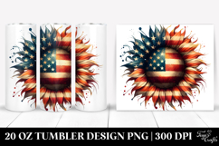 Vintage Sunflower with Stars, USA Flag Colors, 20 Oz Product Image 1