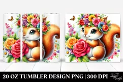 Cute Cartoon Squirrel with Flower Crown | 20 oz Tumbler Product Image 1