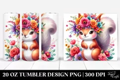Cute Cartoon Squirrel with Flower Crown | 20 oz Tumbler Product Image 1