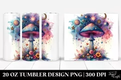 Vibrant Celestial Mushroom Clipart 20 Oz Tumbler Product Image 1