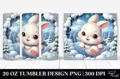 Cute Baby Rabbit in Winter Clipart, High-Res 20 Oz Tumbler Product Image 1