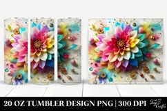 20 Oz Tumbler Sublimation | Colorful Dahlia with Floral Product Image 1