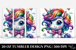 Vibrant Playing Cute Unicorn 20 Oz Tumbler Product Image 1