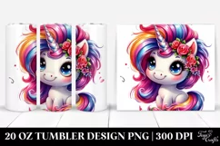 Vibrant Playing Cute Unicorn 20 Oz Tumbler Product Image 1