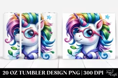 Vibrant Playing Cute Unicorn 20 Oz Tumbler Product Image 1
