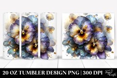 20 Oz Tumbler Sublimation | Shiny Pansy with Golden Product Image 1