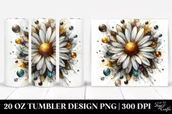 Stained Daisy with Golden Marble | 20 Oz Tumbler Product Image 1