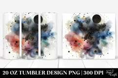 20 Oz Tumbler Sublimation | Colorful BLack Watercolor Product Image 1