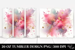 20 Oz Tumbler Sublimation | Colorful PINkish Watercolor Product Image 1