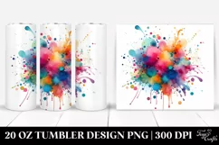 20 Oz Tumbler Sublimation | Colorful Watercolor Splash with Product Image 1