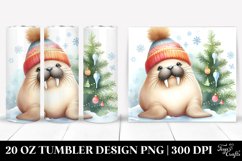 Baby Walrus with Christmas Tree, Clipart 20 Oz Tumbler Product Image 1