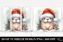 Baby Walrus with Christmas Tree, Clipart 20 Oz Tumbler Product Image 1