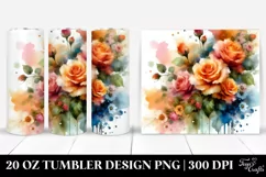 Abstract Orange Roses Watercolor, Transparent 20 Oz Tumbler Product Image 1