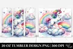 Unicorn on Cloud Puff on 20 oz Tumbler Product Image 1