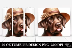 Brown Labrador with Sun Hat on 20 oz Tumbler Product Image 1