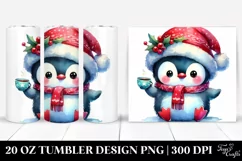 Winter Penguin with Santa Hat PNG Product Image 1