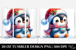 Winter Penguin with Santa Hat PNG Product Image 1