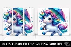 Watercolor Contempt Unicorn with Umbrella, Transparent 20 Oz Product Image 1
