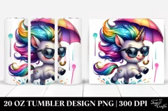 Watercolor Contempt Unicorn with Umbrella, Transparent 20 Oz Product Image 1