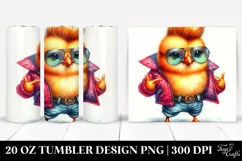 Watercolor Baby Chicken, Model Pose 20 oz Tumbler Product Image 1