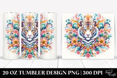 Colorful Pastel Tigerfloral,White | 20 Oz Tumbler Product Image 1