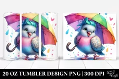 Watercolor Excited Dove with Umbrella, Transparent 20 Oz Product Image 1