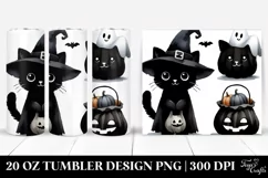 Simple Halloween Clipart with Black Cat, Watercolor 20 Oz Product Image 1
