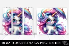 Watercolor Baby Unicorn, Playing Modestly 20 oz Tumbler Product Image 1