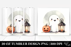 Cute Ghost with Lantern Watercolor | 20 oz Tumbler Product Image 1