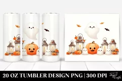 Cute Ghost with Lantern Watercolor | 20 oz Tumbler Product Image 1