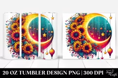 Retro Vibrant Half Moon with Stars | 20 oz Tumbler Product Image 1
