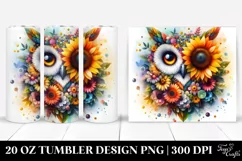 Vibrant Owl and Flowers | 20 oz Tumbler Product Image 1