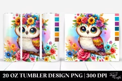 Cartoon Owl with Flower Crown, Transparent 20 Oz Tumbler Product Image 1