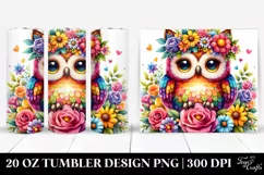 Cartoon Owl with Flower Crown, Transparent 20 Oz Tumbler Product Image 1