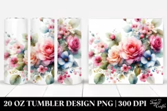 Washed Watercolor Pink Roses | 20 oz Tumbler Product Image 1