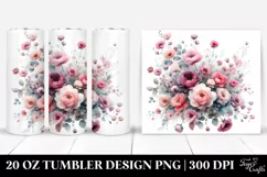 Washed Watercolor Pink Roses | 20 oz Tumbler Product Image 1