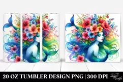 Mermaid Floral Wreath 20 oz Tumbler Product Image 1