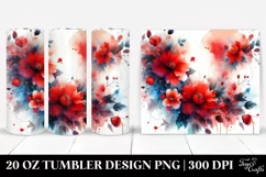 Vibrant Red Flowers 20 oz Tumbler Product Image 1