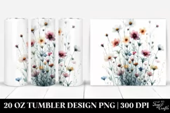 Centered Watercolor Wild Flowers | 20 Oz Tumbler Product Image 1