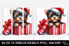 Christmas Yorkshire Terrier with Santa Hat PNG Product Image 1