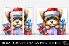 Christmas Yorkshire Terrier with Santa Hat PNG Product Image 1