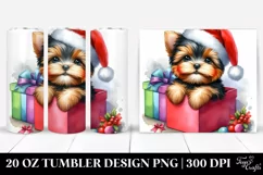 Christmas Yorkshire Terrier with Santa Hat PNG Product Image 1